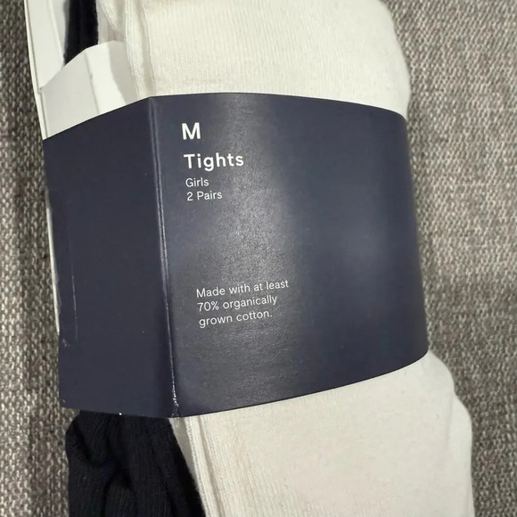 Gap Kids Basic Tights 2Pack White and Black Size M - Picture 3 of 5